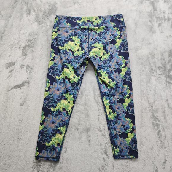 Fabletics Leggings Womens XL Blue Green Floral Superbloom Powerflex Salar Capri - Picture 2 of 9